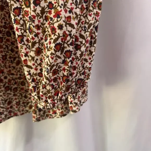 Toad & Co Manzana Peasant Top XS Ivory Red Floral Henley Long Sleeve Boho Hippie - Picture 11 of 11